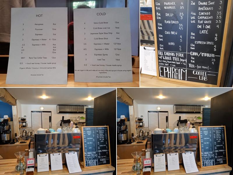 Ephraim Coffee Lab Menu