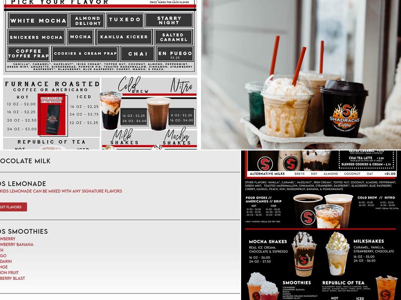 Shadrachs Coffee Roasting Company Menu