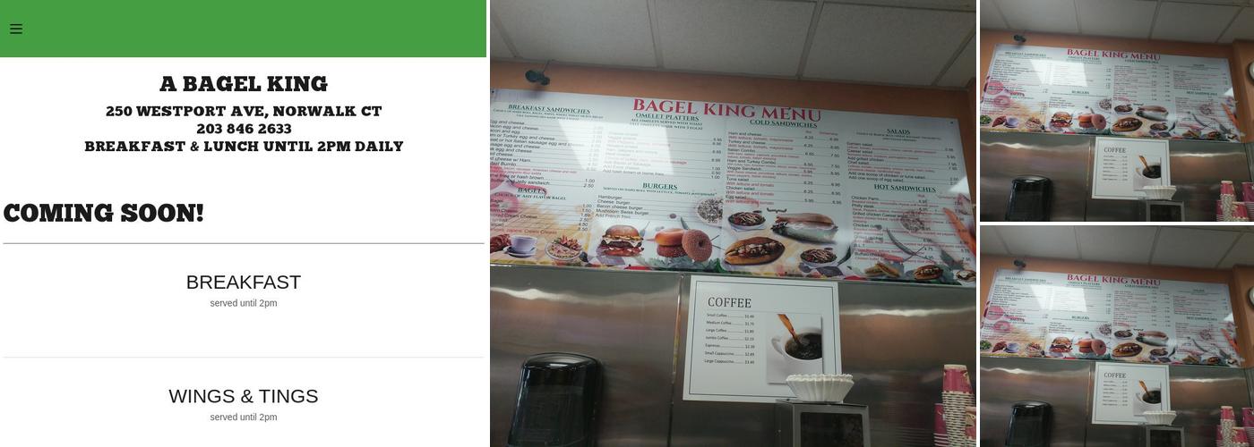 A Bagel King Menu