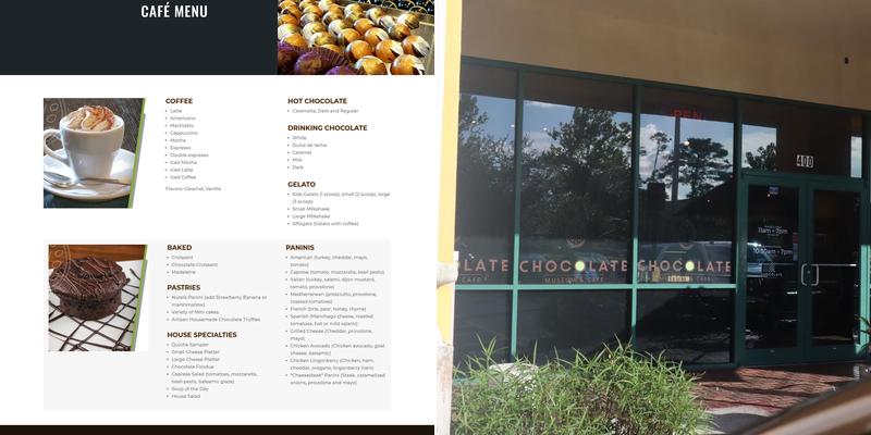 Chocolate Museum & Cafe Menu