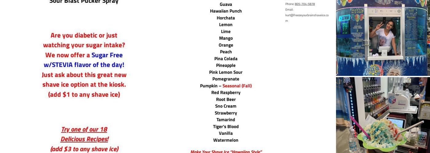 Freeze Your Brain Shave Ice Menu