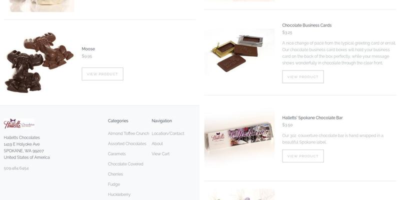 Halletts Chocolates Factory Store and Coffee Menu