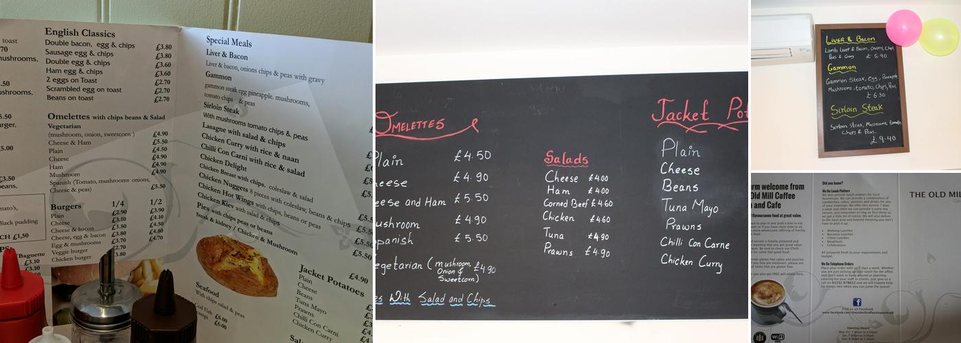 The Old Mill Coffee Shop & Cafe Menu