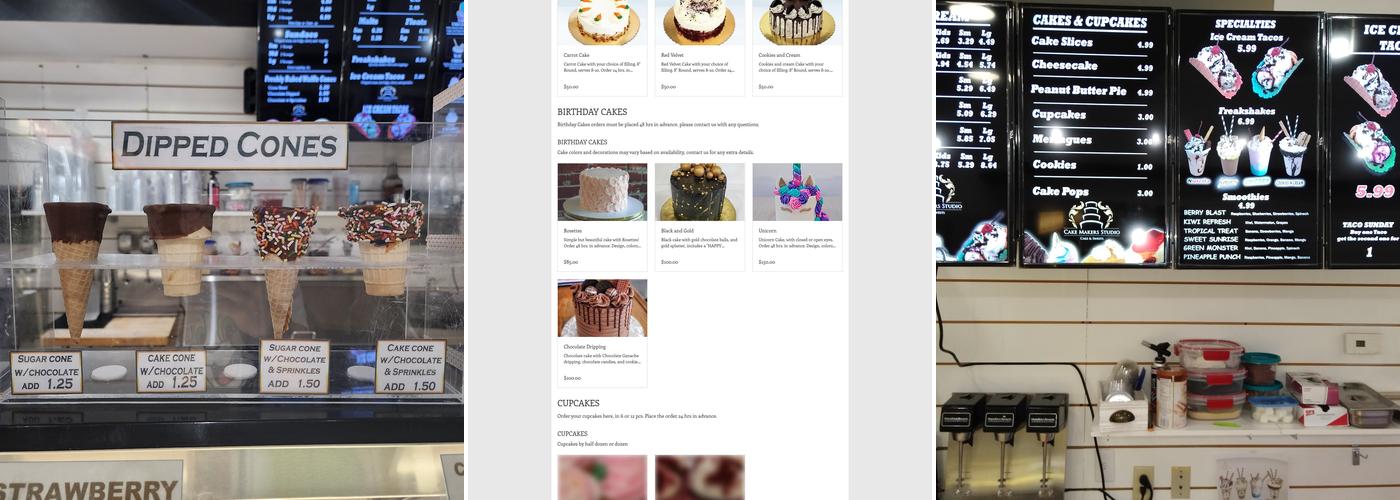 Cake Makers Studio Menu