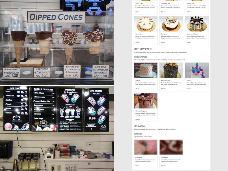 Cake Makers Studio Menu