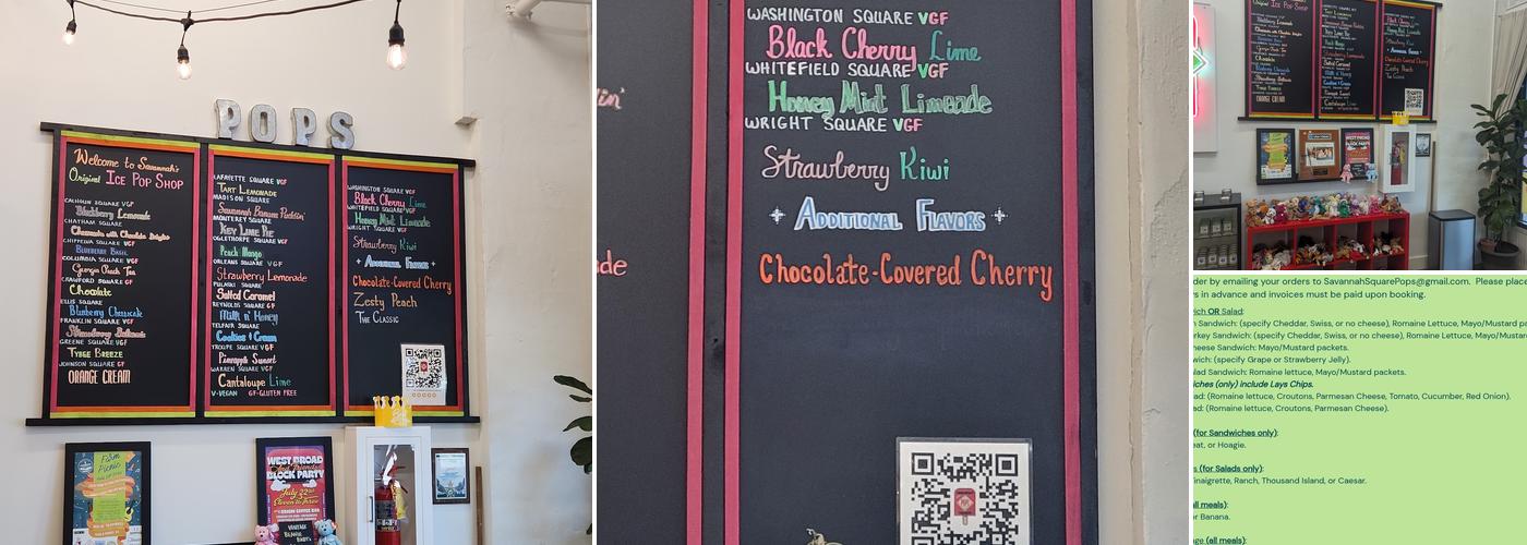 Savannah Square Pops Menu