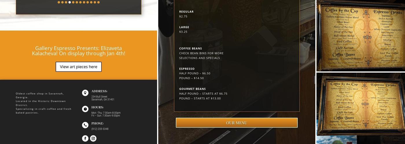 The Gallery Espresso Menu