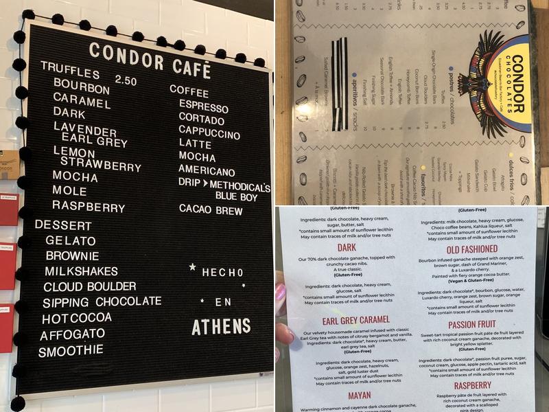 Condor Chocolates Five Points Menu