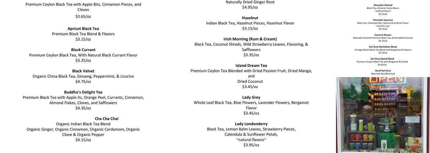Brown's Flowers featuring Mimi's Teas Menu