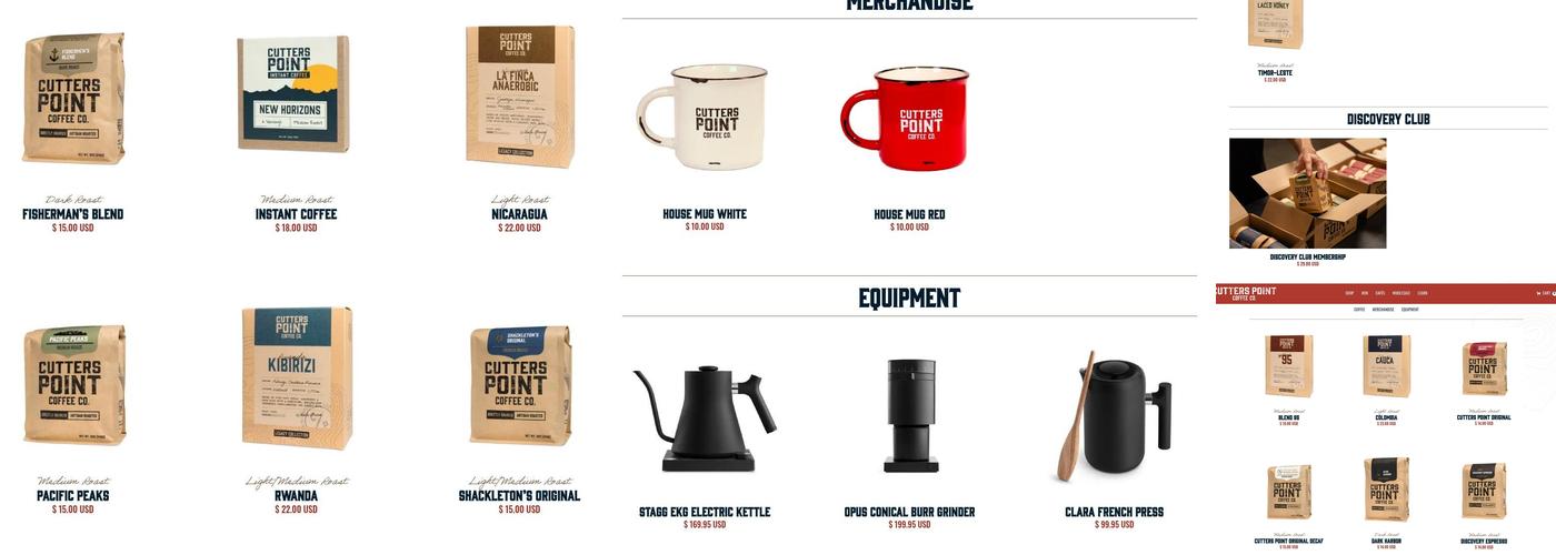 Cutters Point Coffee Menu