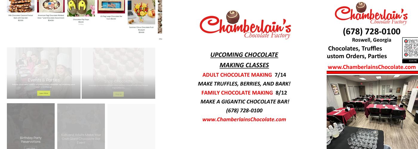 Chamberlain’s Chocolate Factory and Cafe Menu