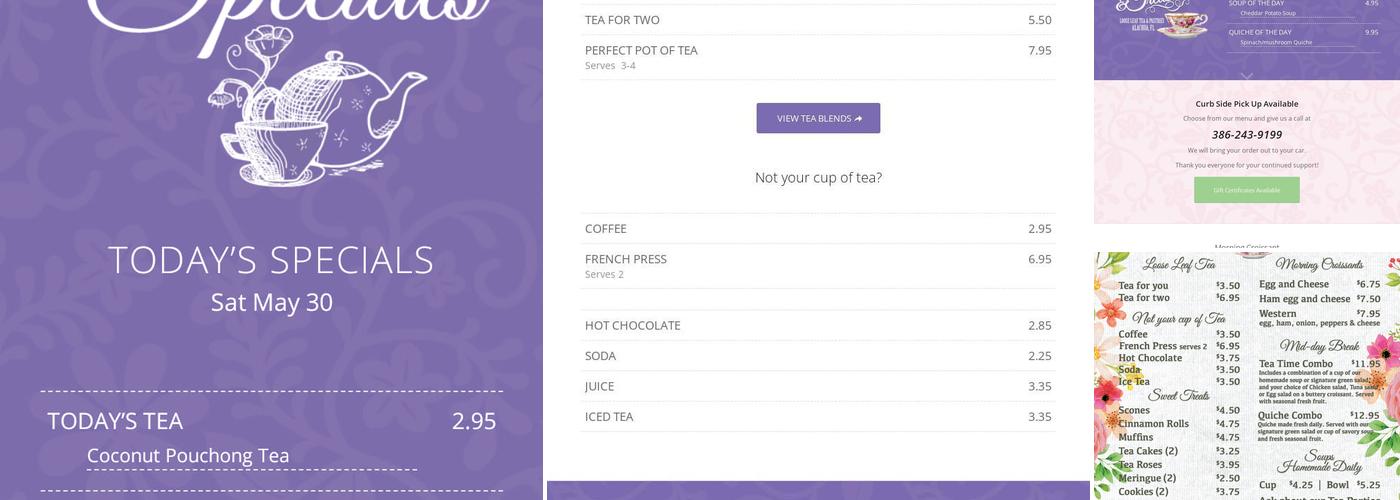 Teatime Tranquility & Treasures Menu