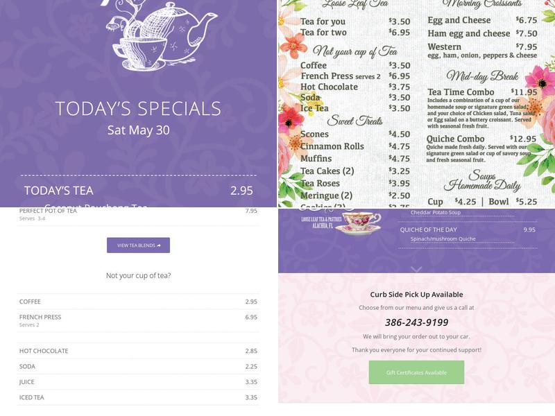 Teatime Tranquility & Treasures Menu