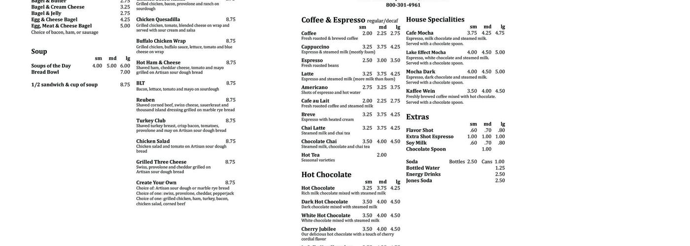 The South Bend Chocolate Company Menu