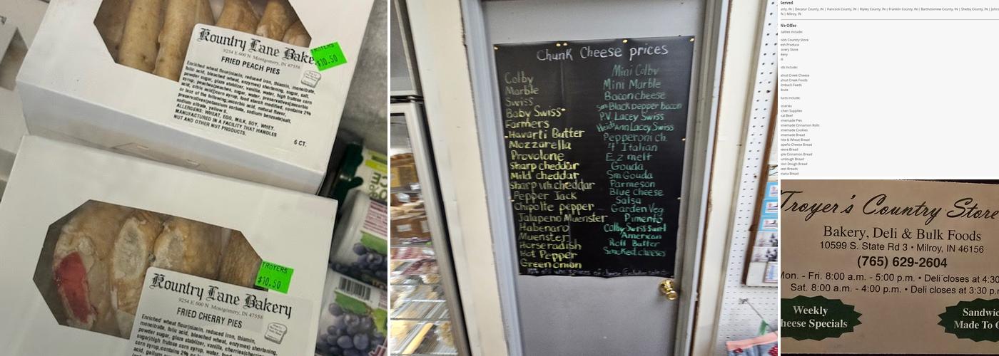 Troyer's Country Store, LLC Menu