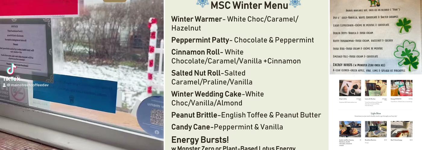 Main Street Coffee Menu