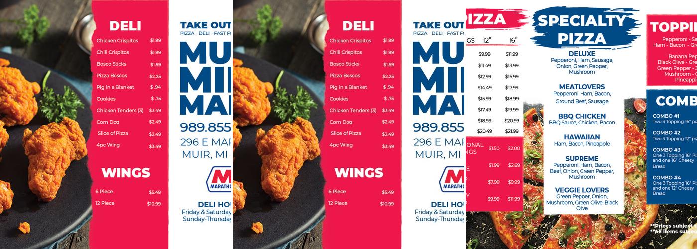 Muir Mini Mart Menu