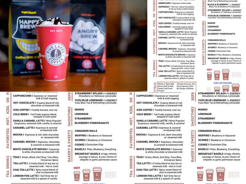 Five Lakes Coffee Menu