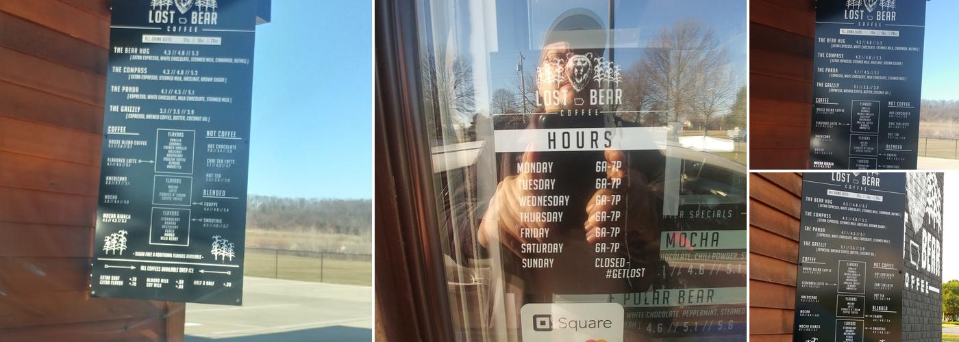 Lost Bear Coffee Menu