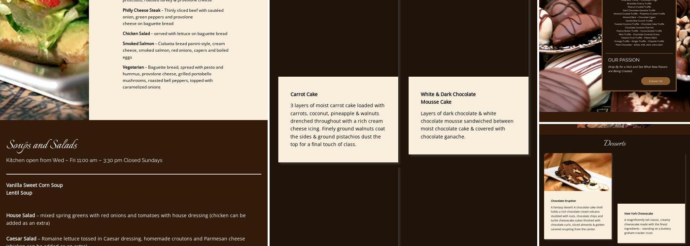Chocolate Passion Menu