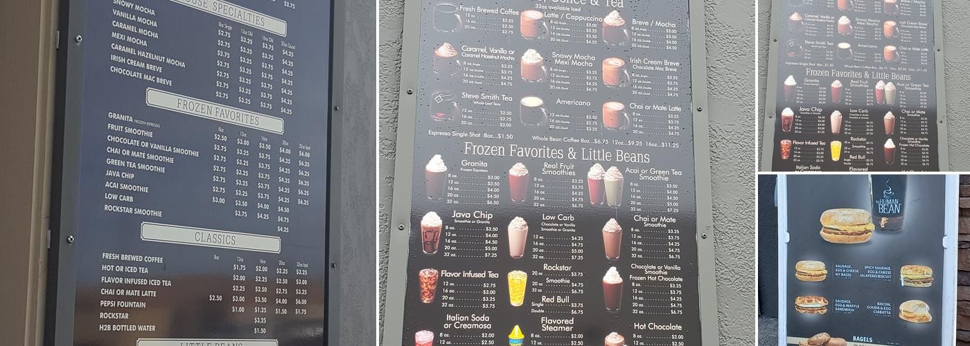The Human Bean Menu
