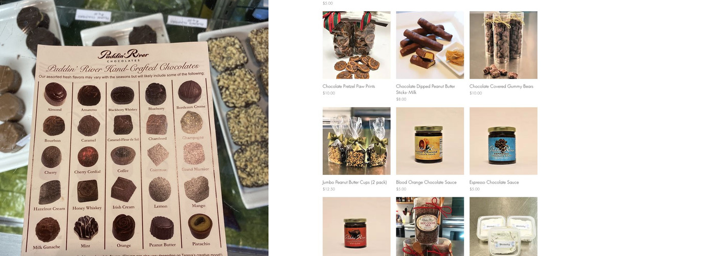 Puddin River Chocolates Menu