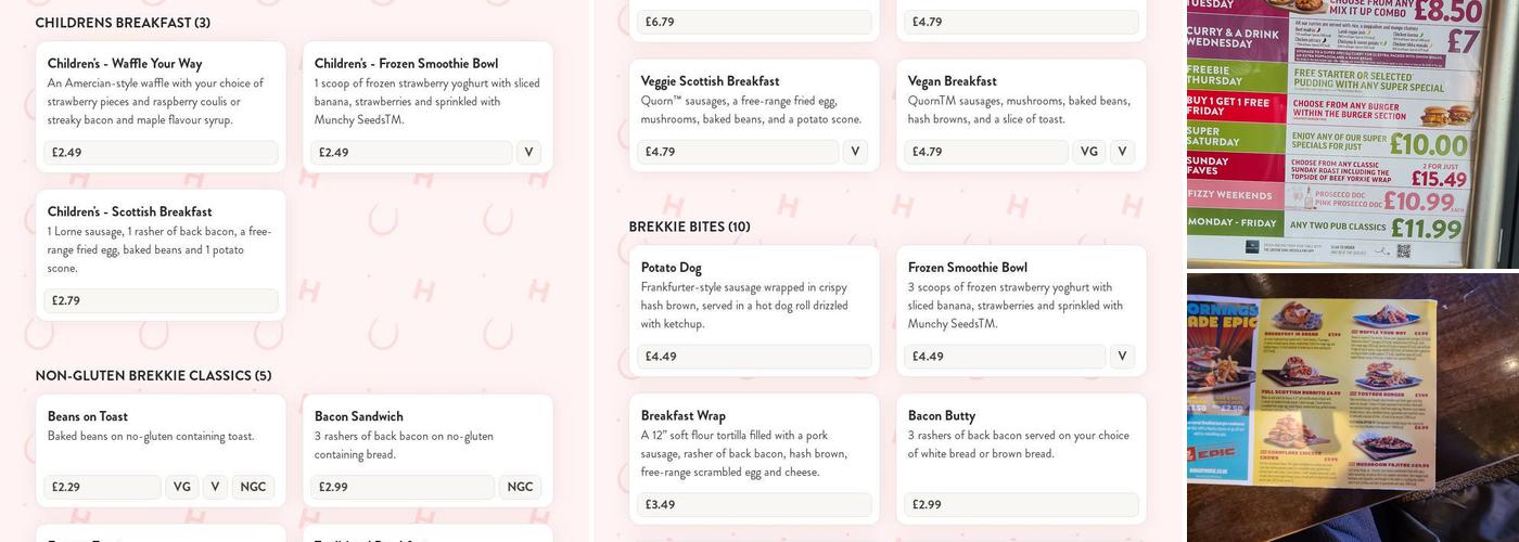 Tail O' The Bank Menu