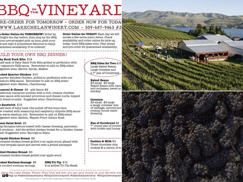 Lake Chelan Winery Menu