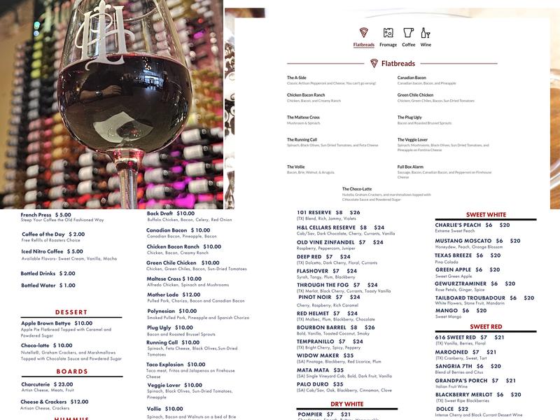 Hook & Ladder Coffees & Wine Co. Menu