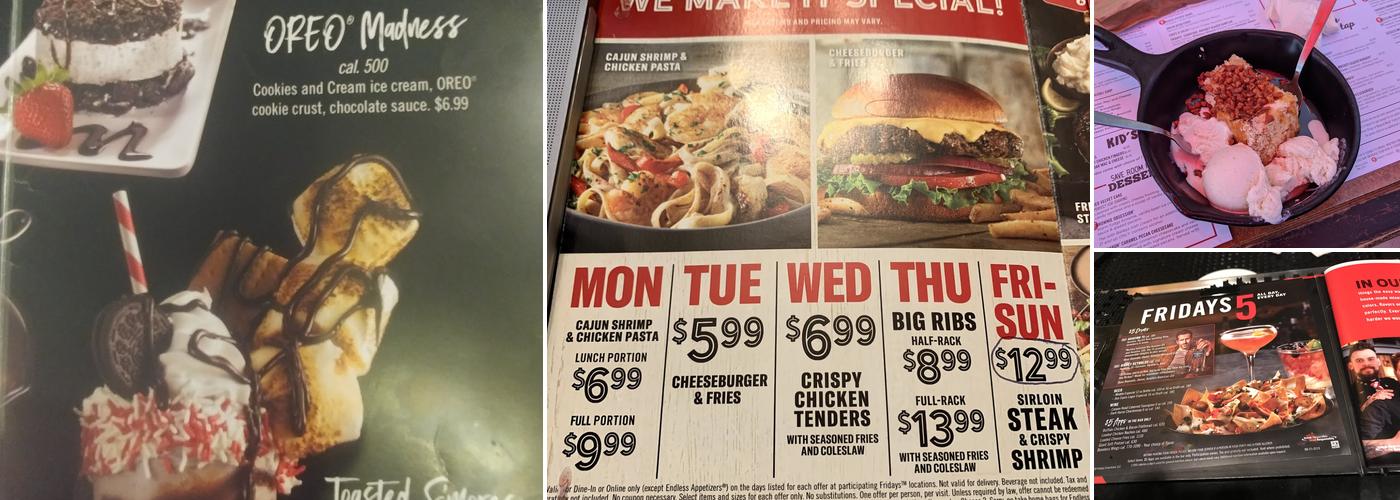 TGI Fridays Menu
