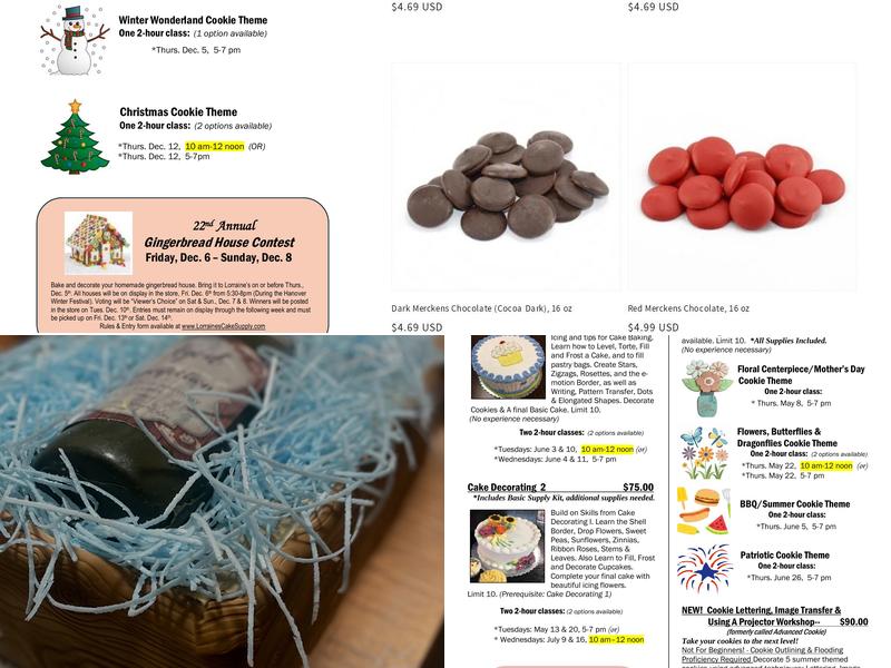 Lorraine's Cake & Candy Supply Menu