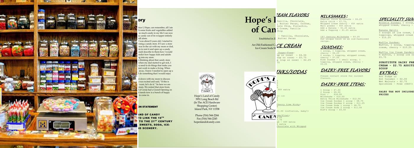 Hope's Land of Candy Menu