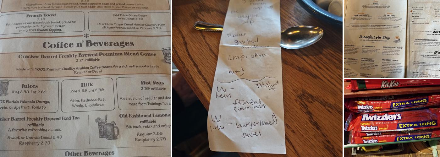 Cracker Barrel Old Country Store Menu