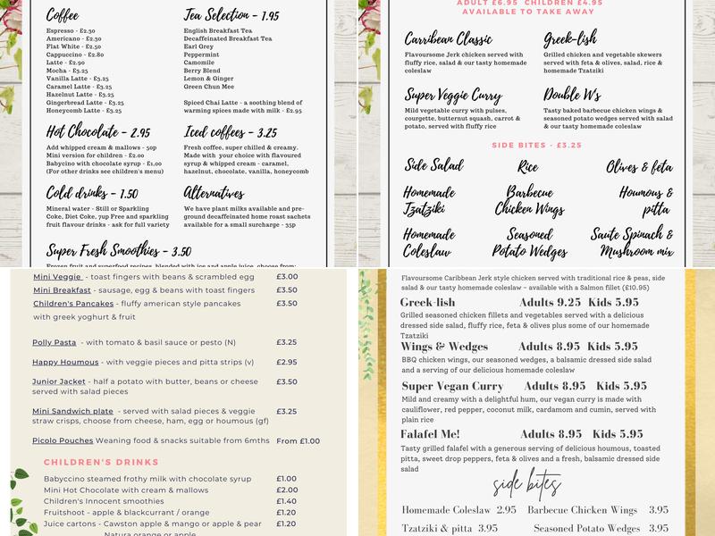 Ollie Polly Play Cafe Menu