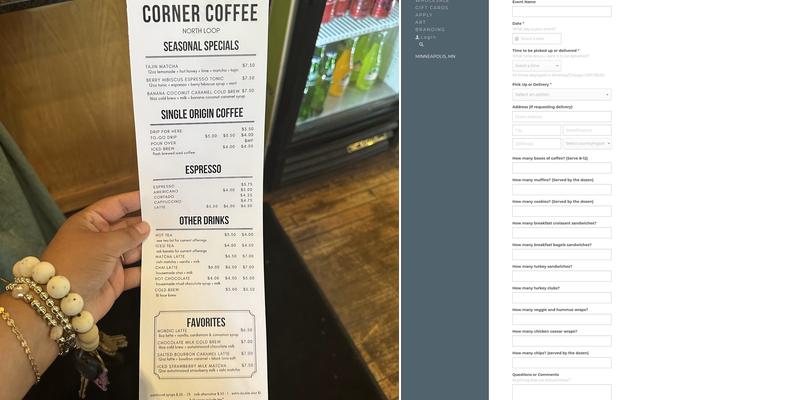 Corner Coffee Menu