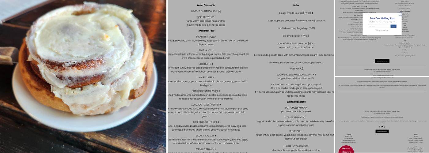 The Copper Hen Cakery & Kitchen Menu