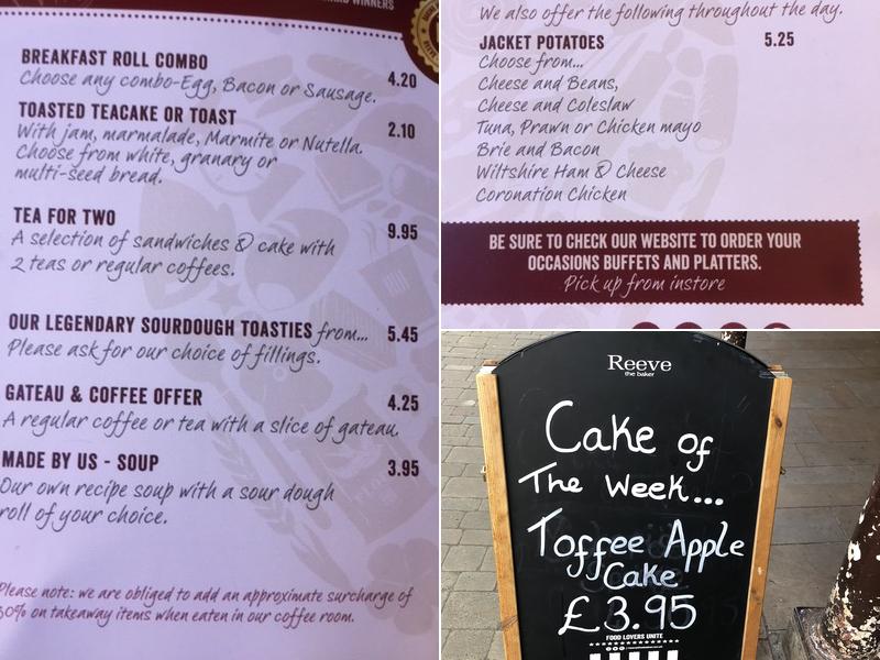 Reeve The Baker Menu