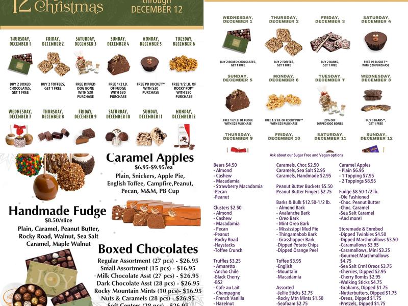 Rocky Mountain Chocolate Factory Menu