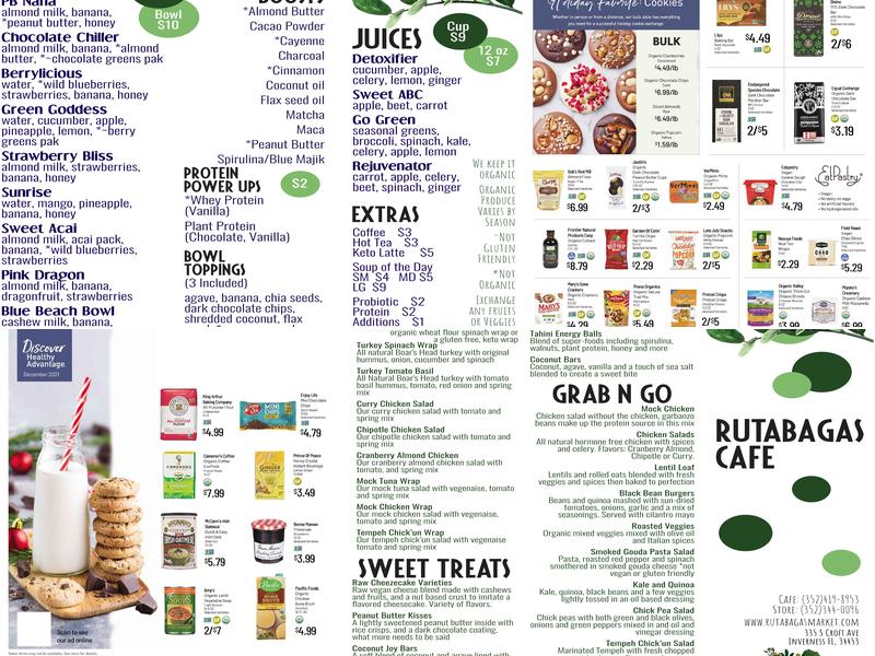 Rutabagas Etc. Natural Food Market Menu