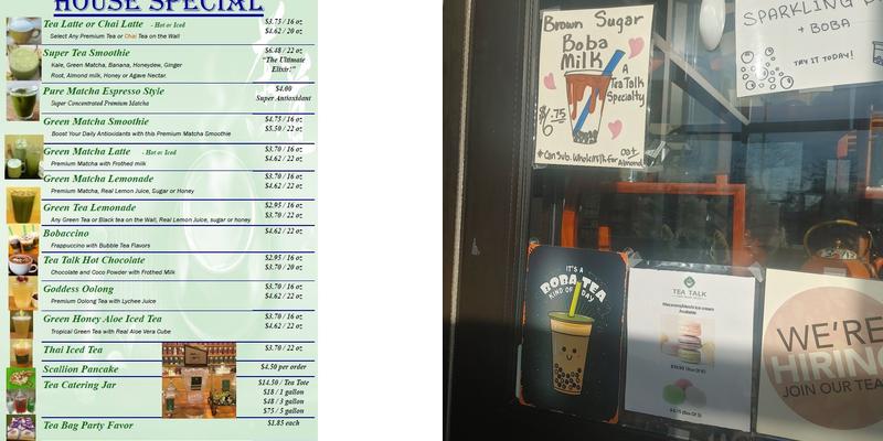 Tea Talk Menu