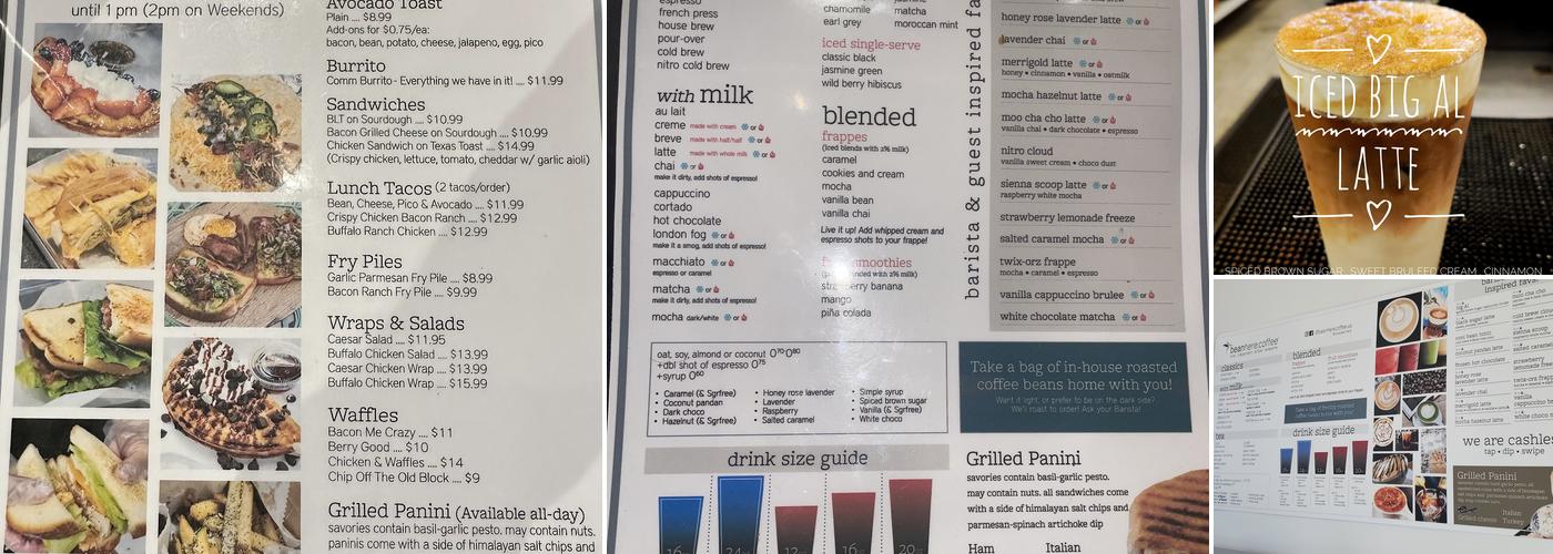 bean here coffee Menu