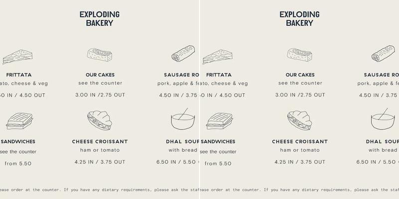 The Exploding Bakery Cafe Menu
