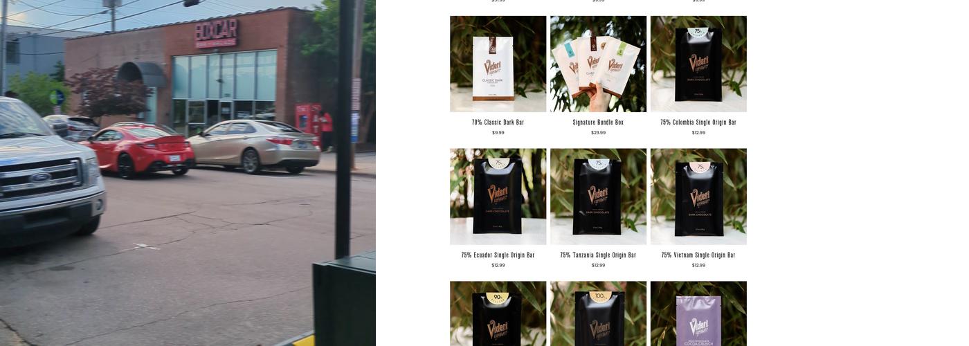 Videri Chocolate Factory - Chocolate Bean to Bar Menu