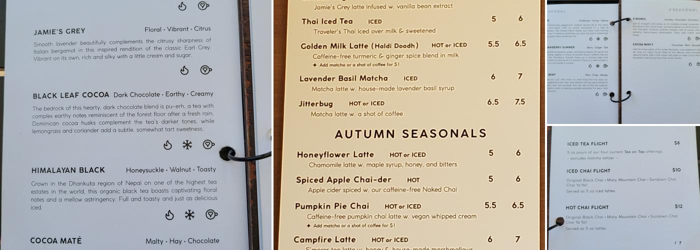 Chad's Chai Menu