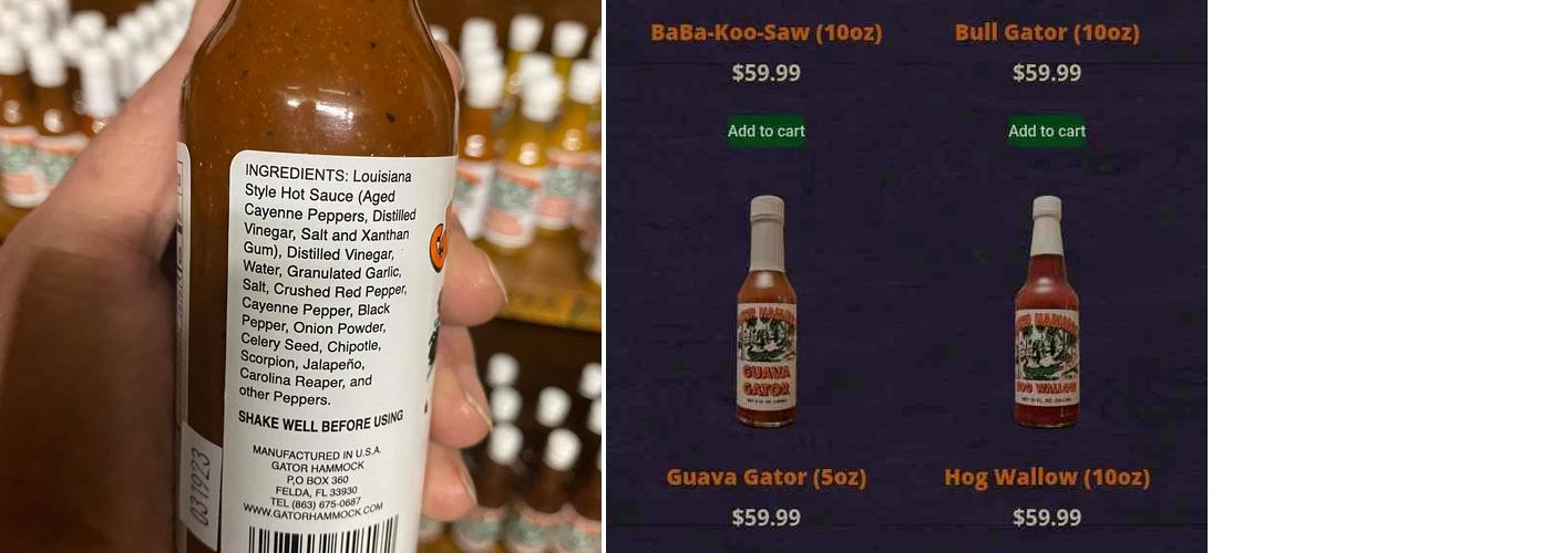 Gator Hammock Menu