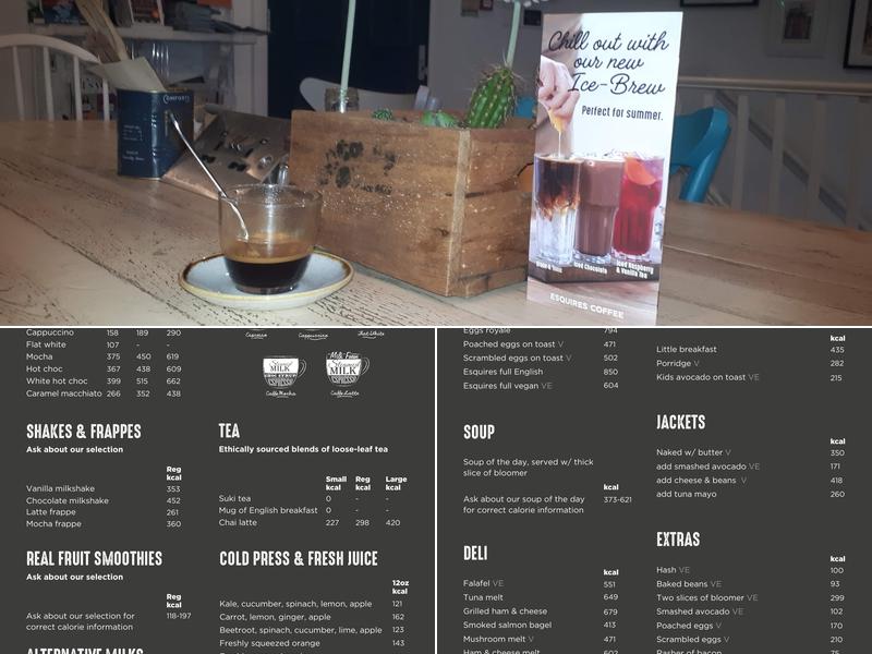 Esquires Coffee Tunbridge Wells Menu