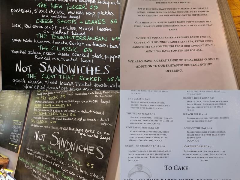 The CakeShed Menu
