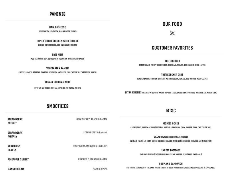 Taste Wells Menu