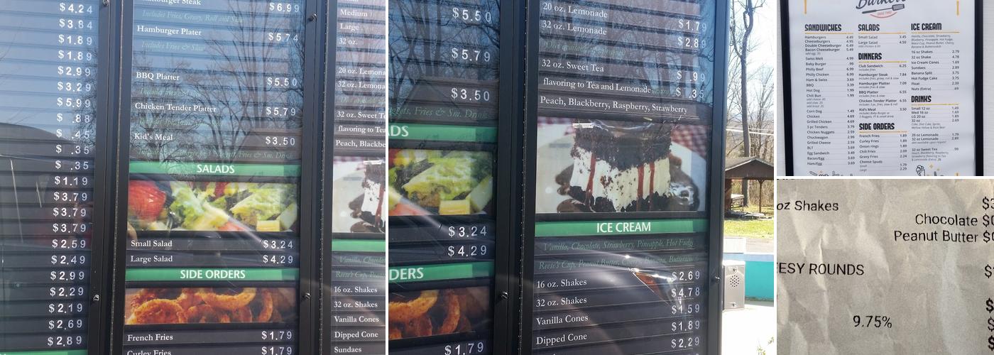 Barker's Drive-Thru Menu