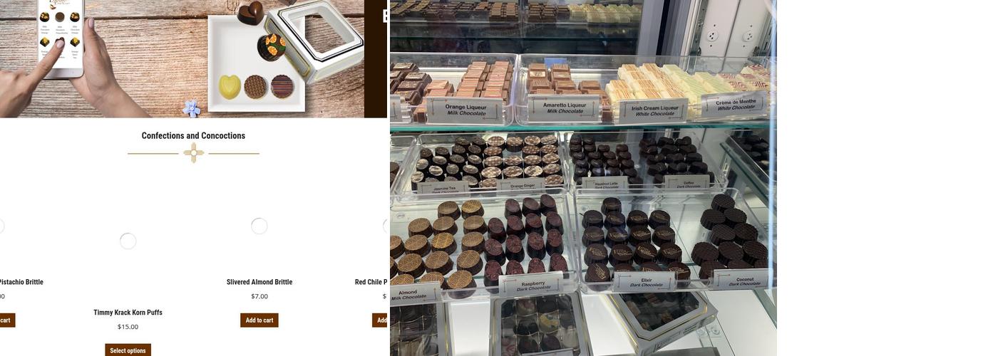 Elixir Boutique Chocolates Menu